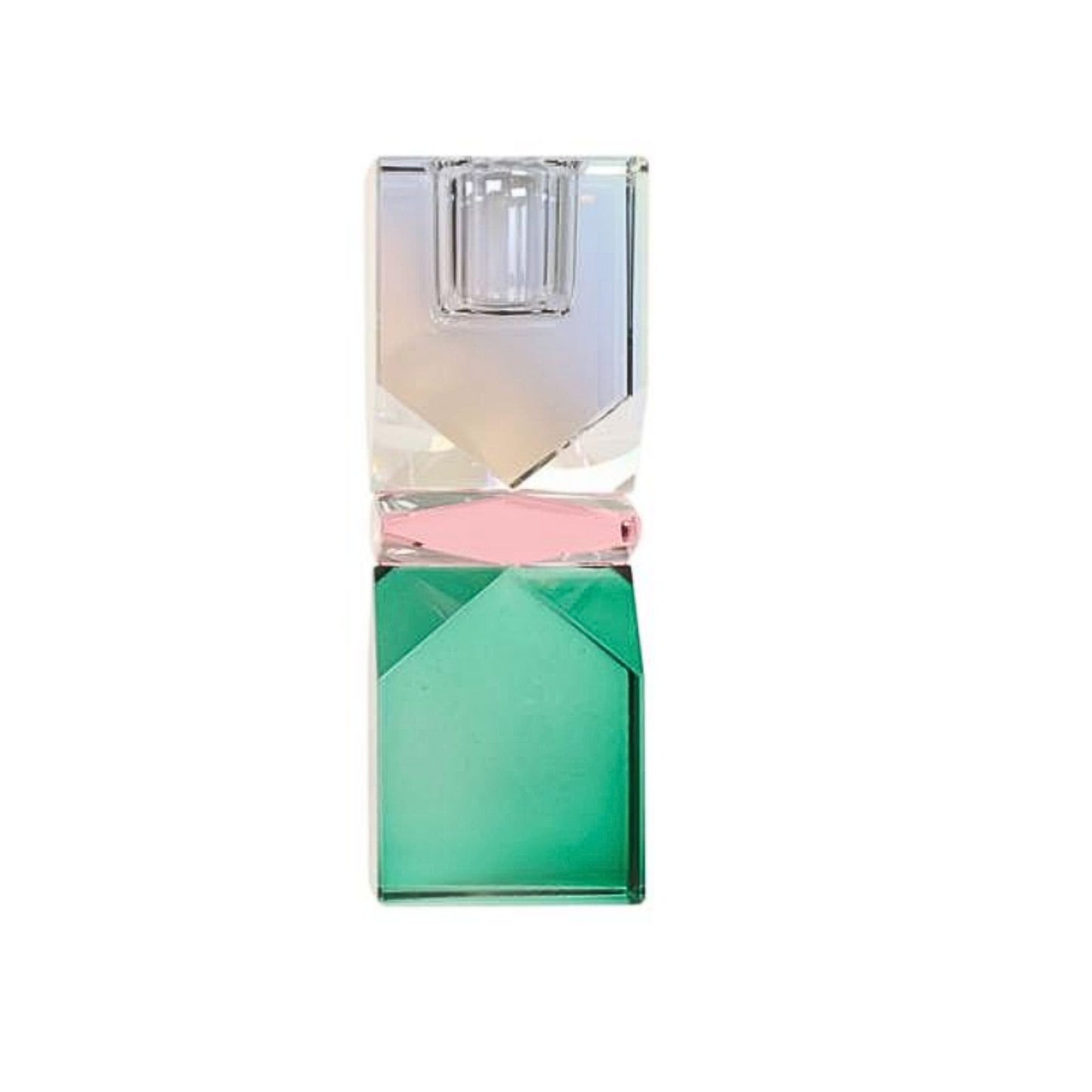 Krystall Lysestake Regnbue/Pink/Mørkegrønn