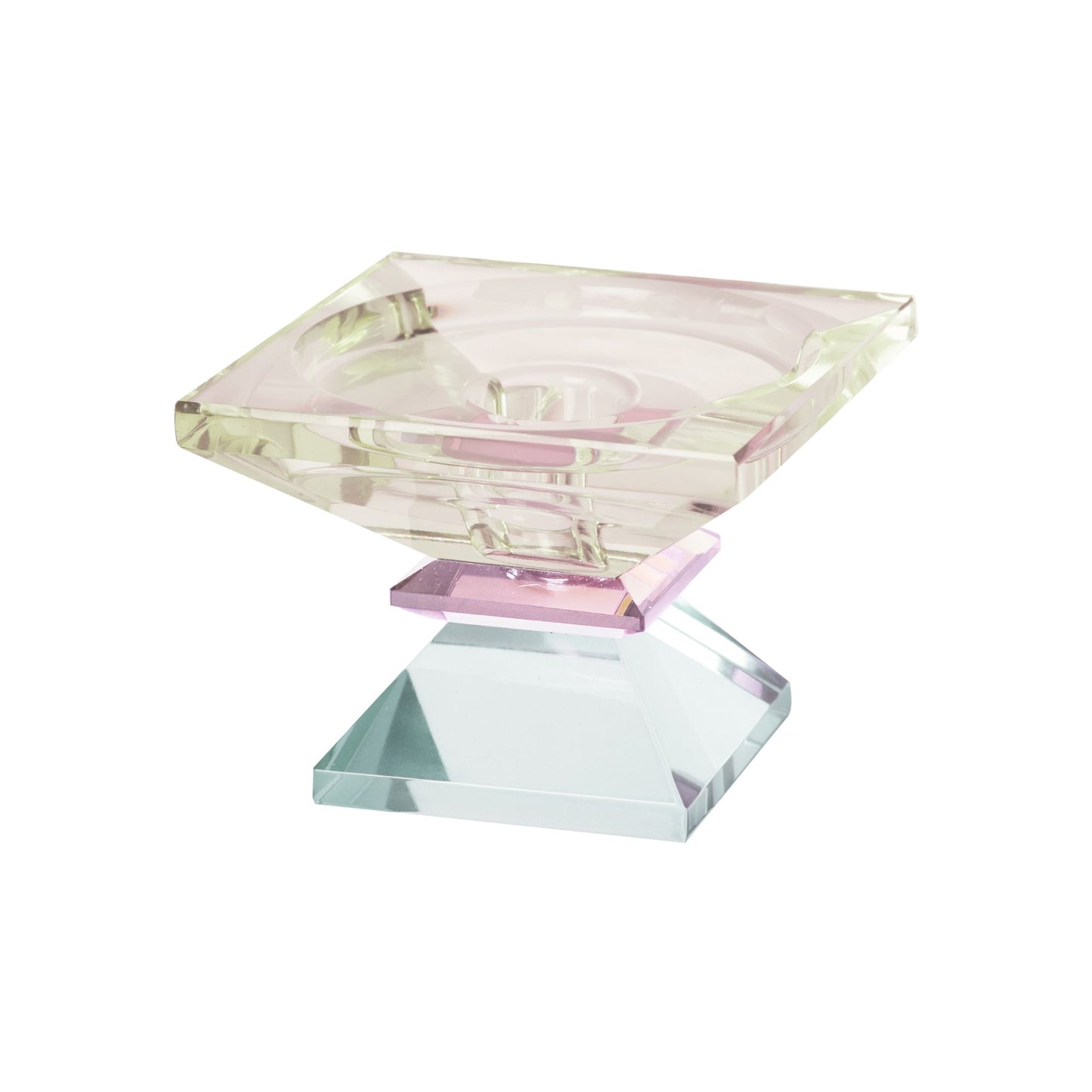 Krystall Lysestake Lysegul/Klar/Pink/Lys Mint