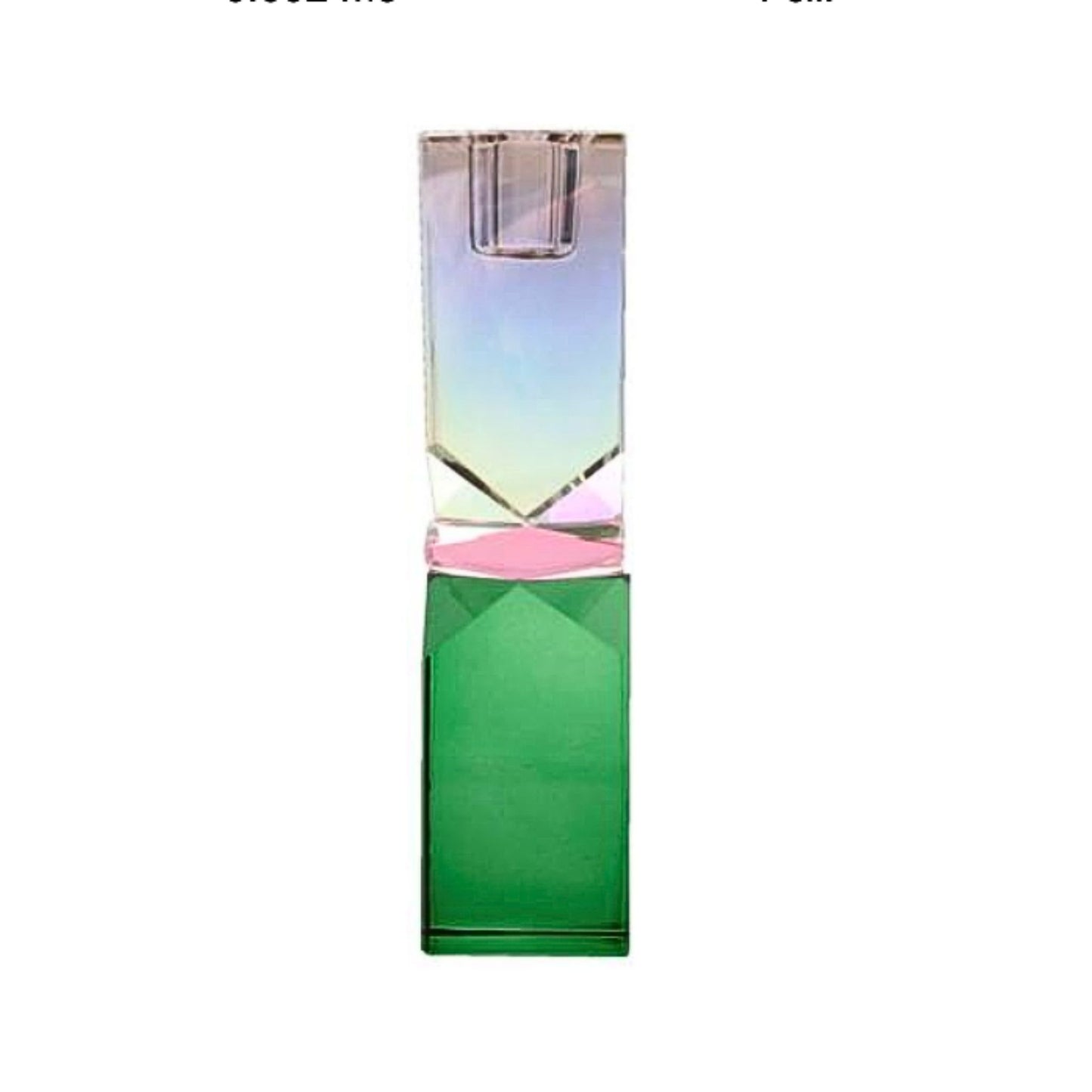 Krystall Lysestake Regnbue/Pink/Mørkegrønn