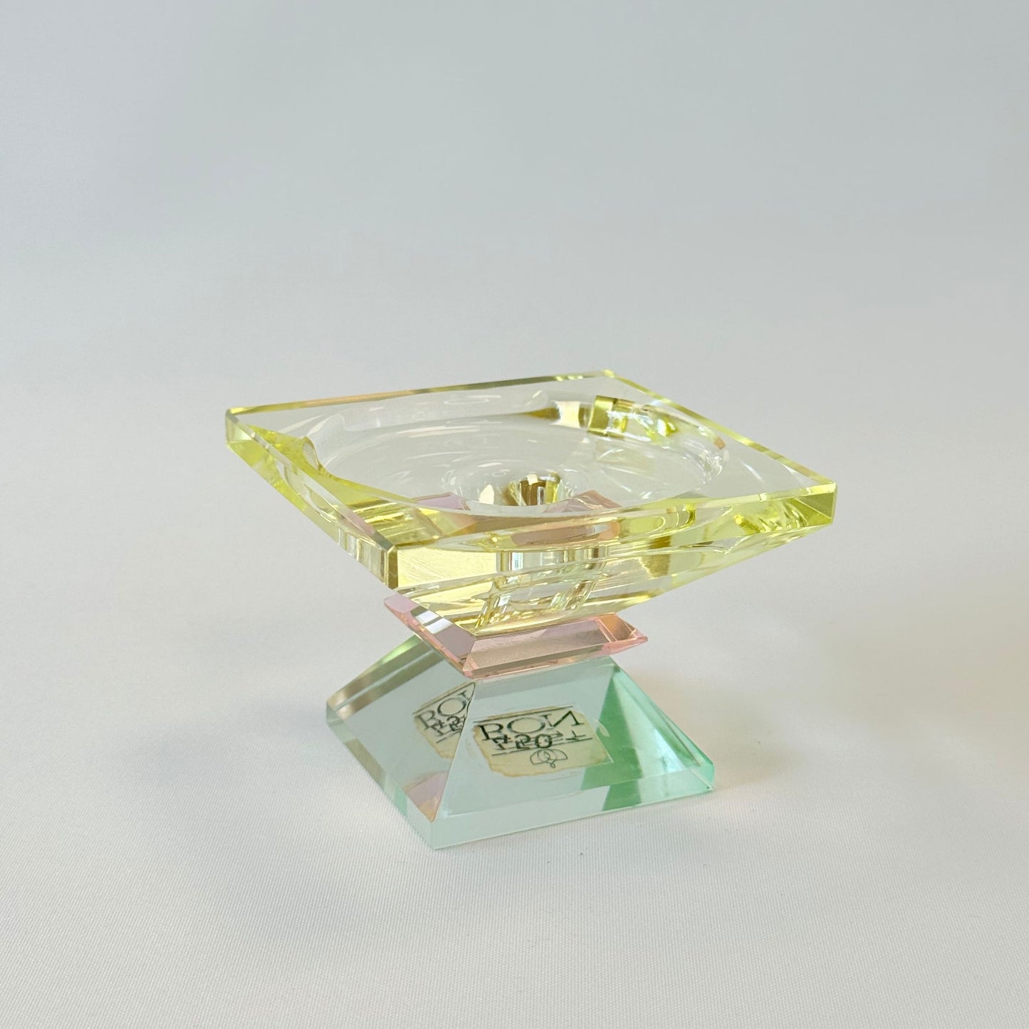 Krystall Lysestake Lysegul/Klar/Pink/Lys Mint